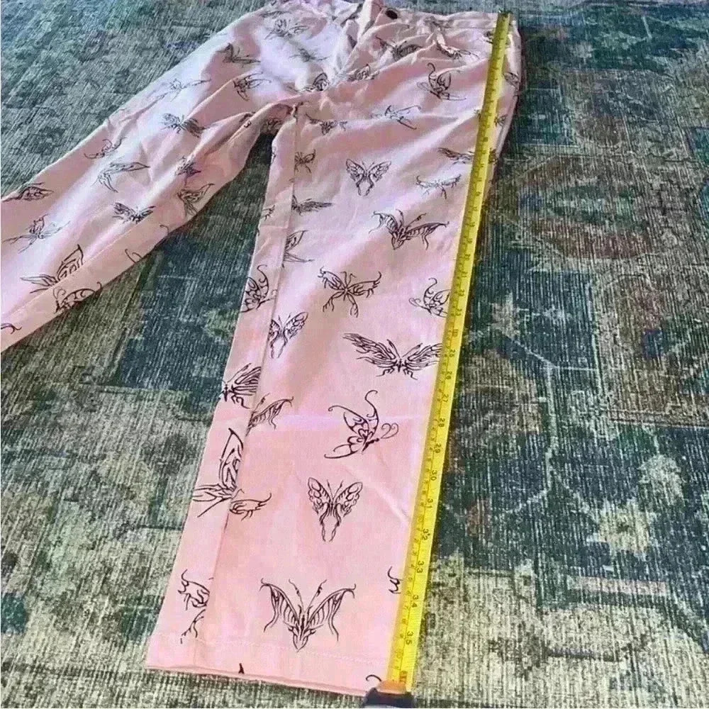 Whimsigoth High Waist Ankle Pant Pink Fairy butterfly whimsy goth punk Goth Emo - Picture 8 of 10